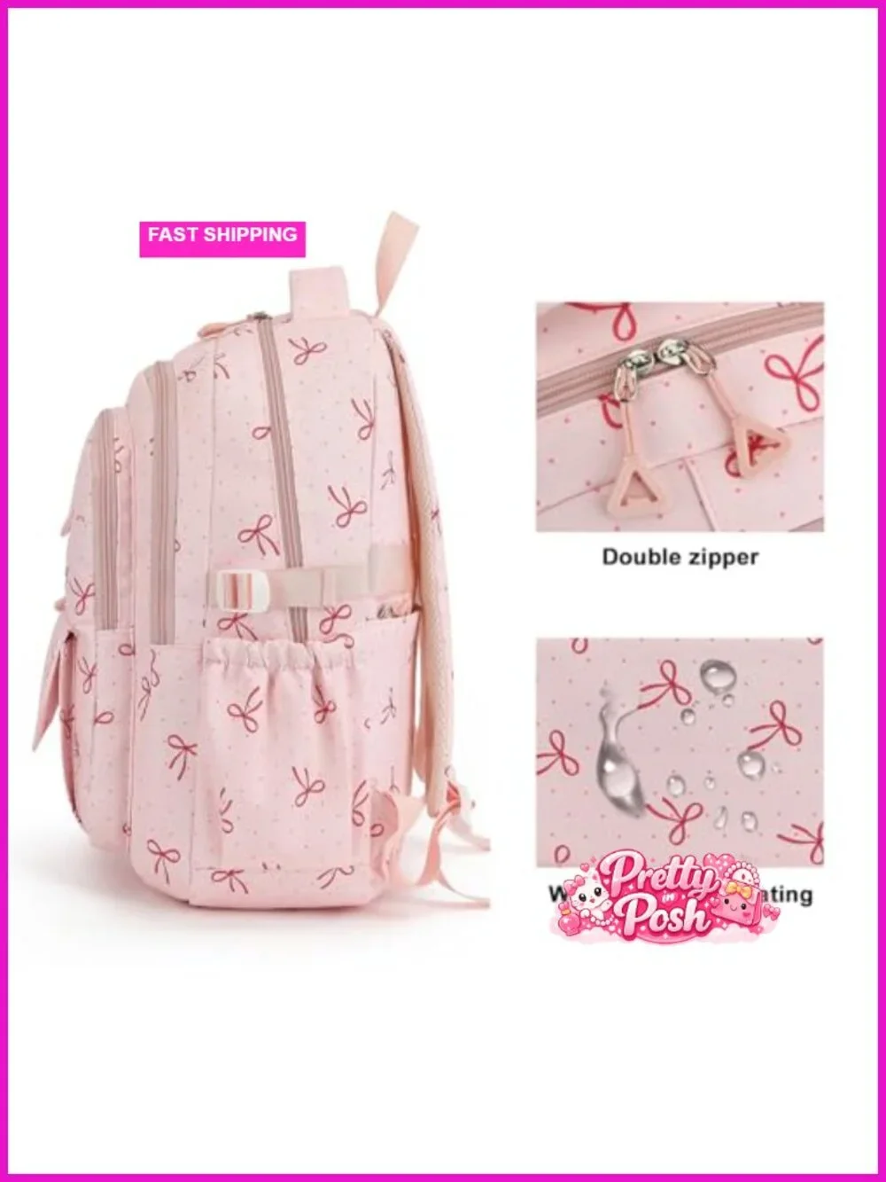 Water Resistant Polyester Backpack with Padded Laptop Sleeve for Kids School